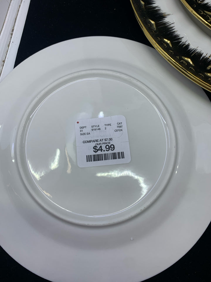 6PC SCALLOP EDGE GOLD SERV FOR 2 - 2 DINNER PLATES, 2 LUNCH PLATES, 2 BOWLS.