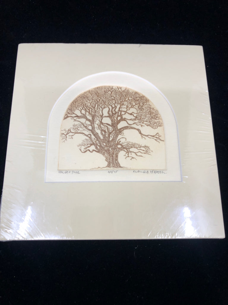 NIP SIGNED ART PRINT WINTER TREE.