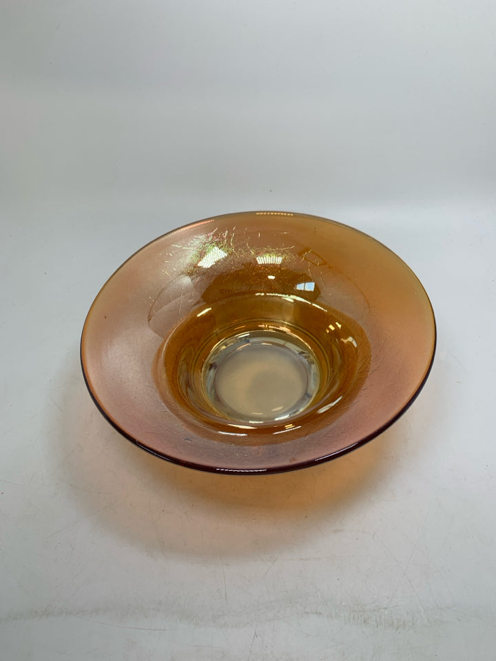 VTG MARIGOLD GLASS FOOTED SERVING BOWL.