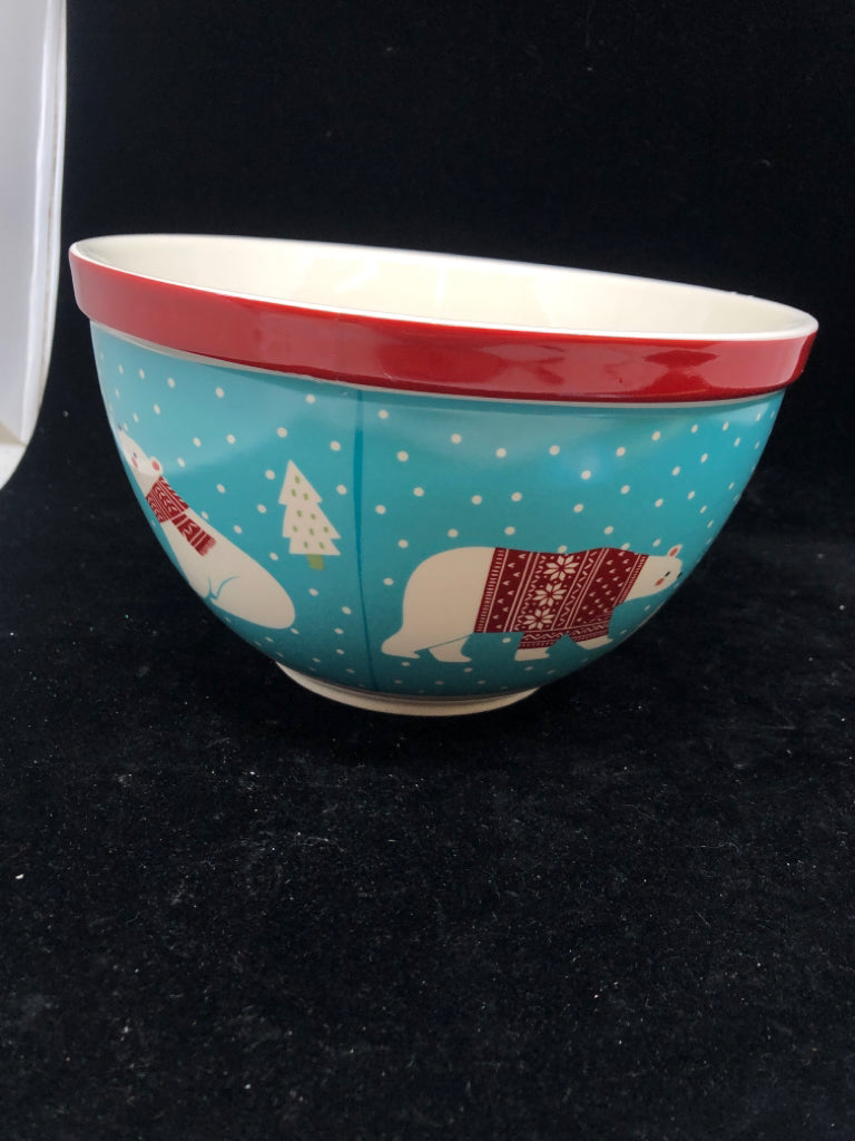 PENGUINS AND POLAR BEARS MIXING BOWL W SPATULA.