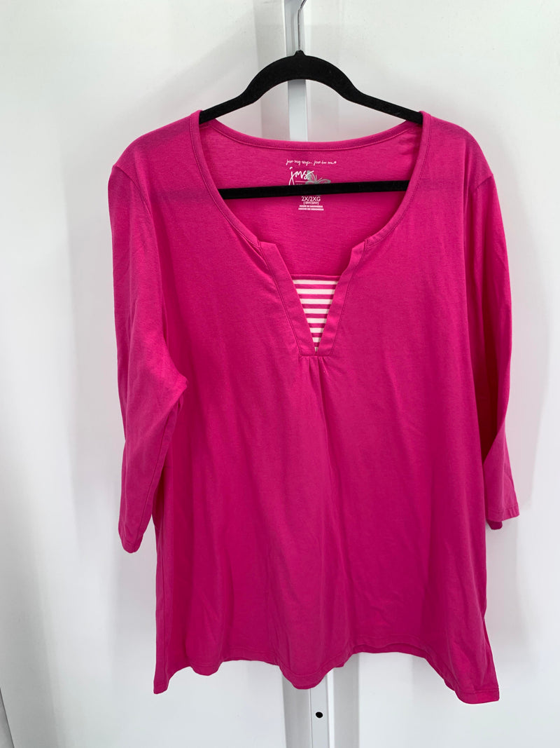 Just My Size Size 2X Womens 3/4 Sleeve Shirt