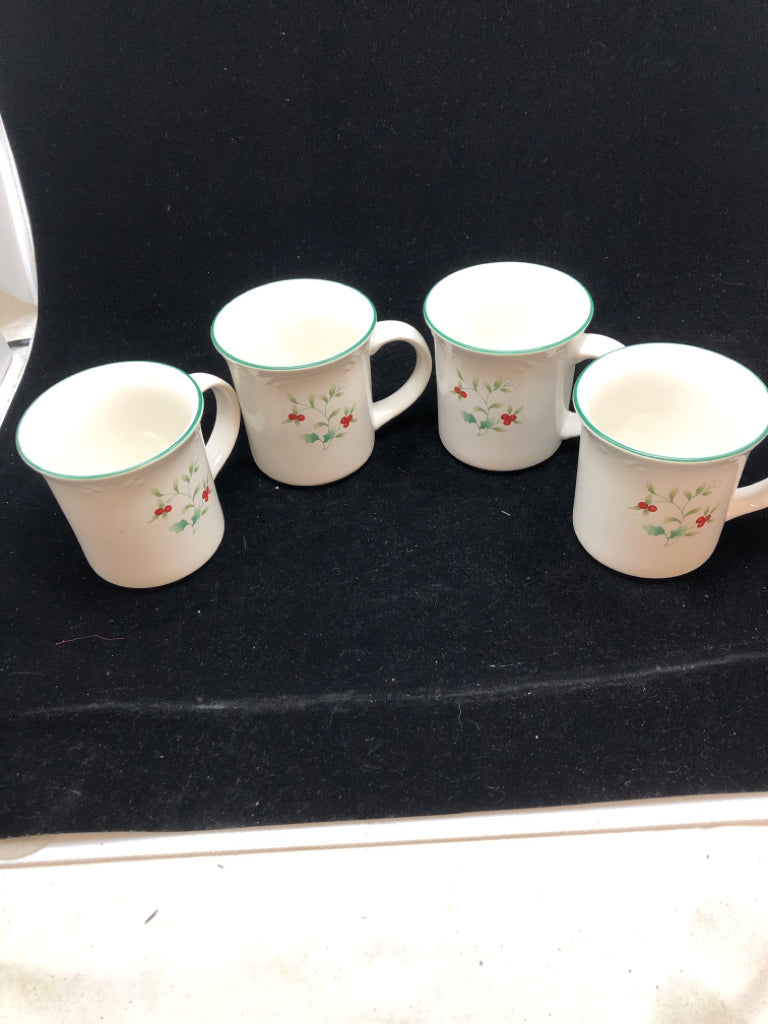4 PFALTZGRAFF WINTERBERRY MUGS.