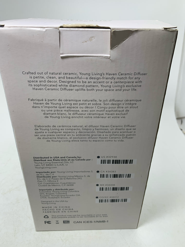 NIB YOUNG LIVING WHITE CERAMIC DIFFUSER.