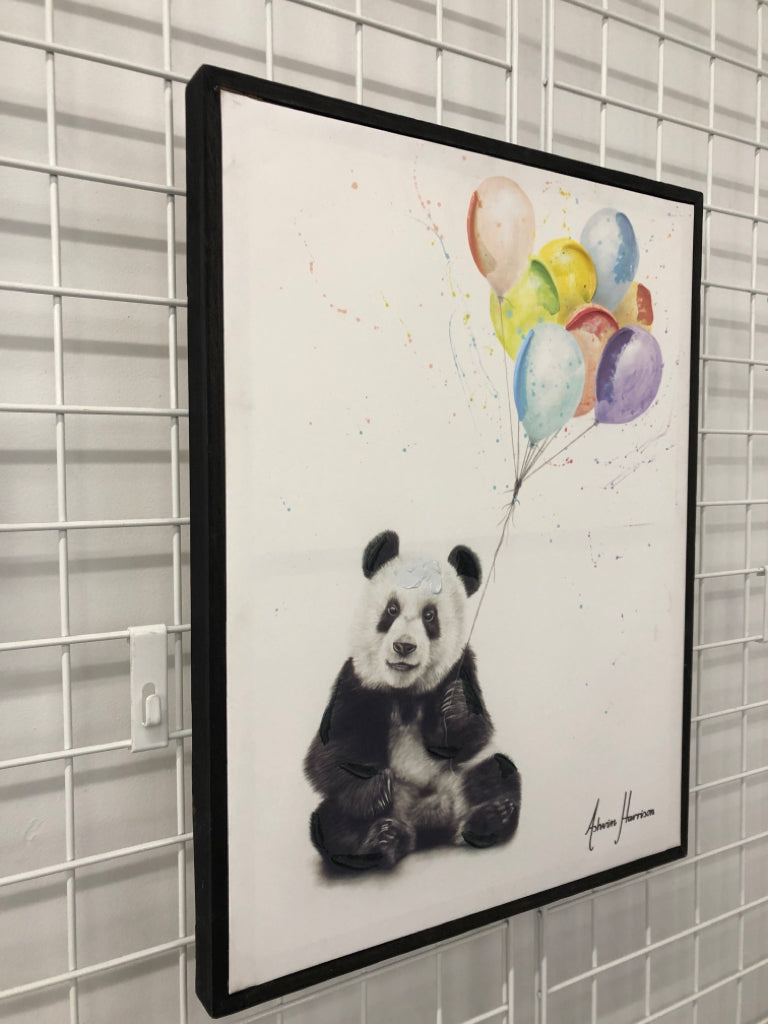 PANDA HOLDING BALLOONS WALL ART.