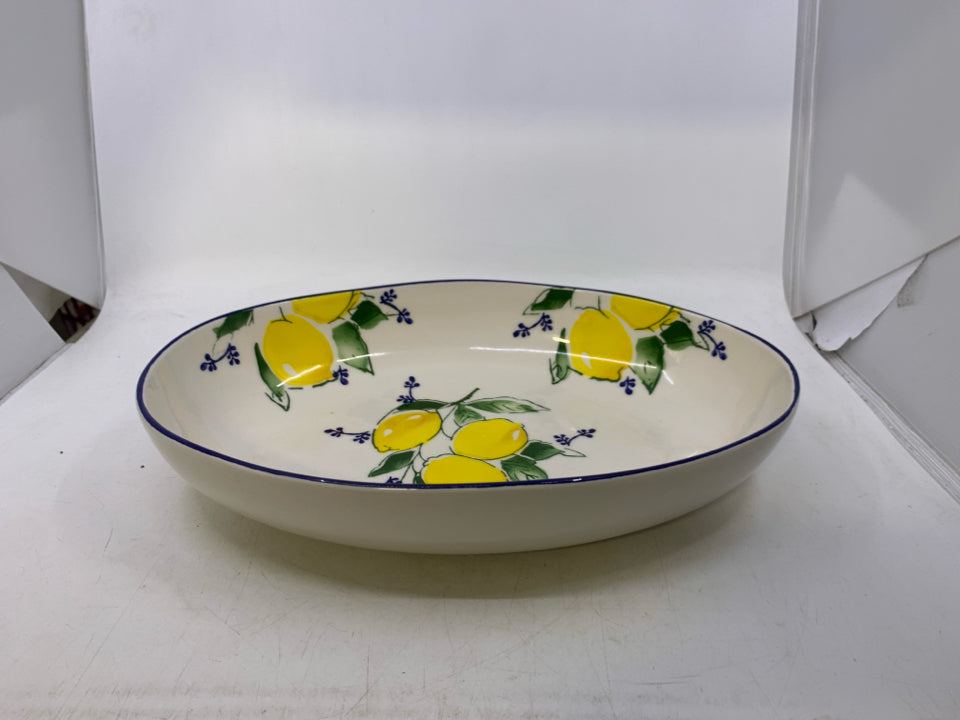 OVAL CERAMIC WHITE BOWL W/ LEMONS.