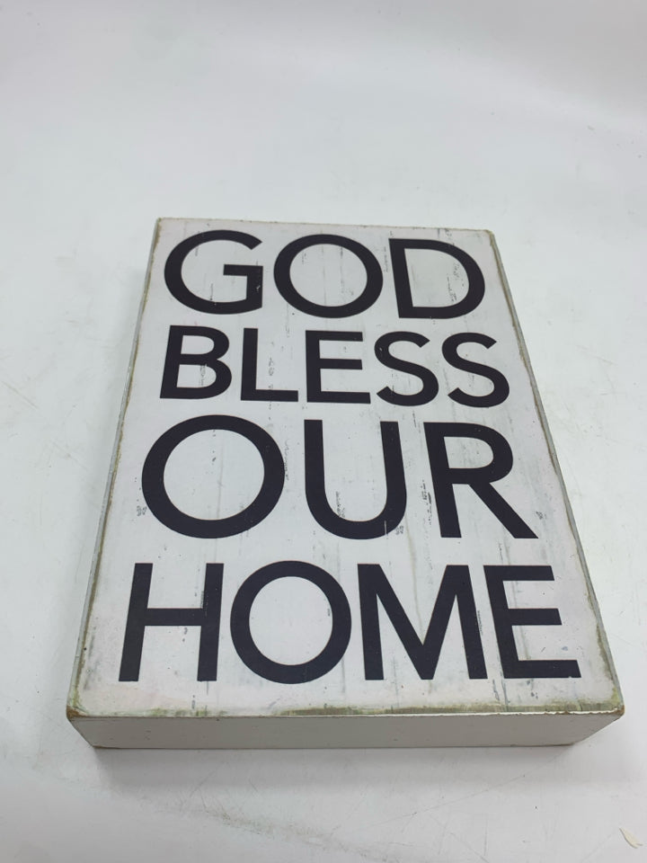 GOD BLESS OUR HOME WOOD BLOCK SIGN.