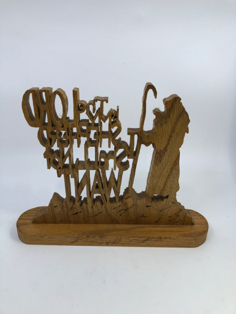 THE LORD IS MY SHEPARD WOOD CARVING.