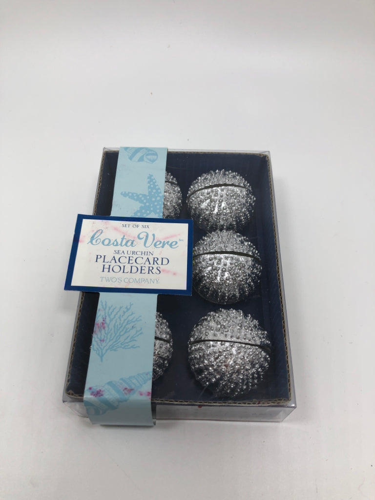 NIB 6PC SEA URCHIN PLACECARD HOLDERS.