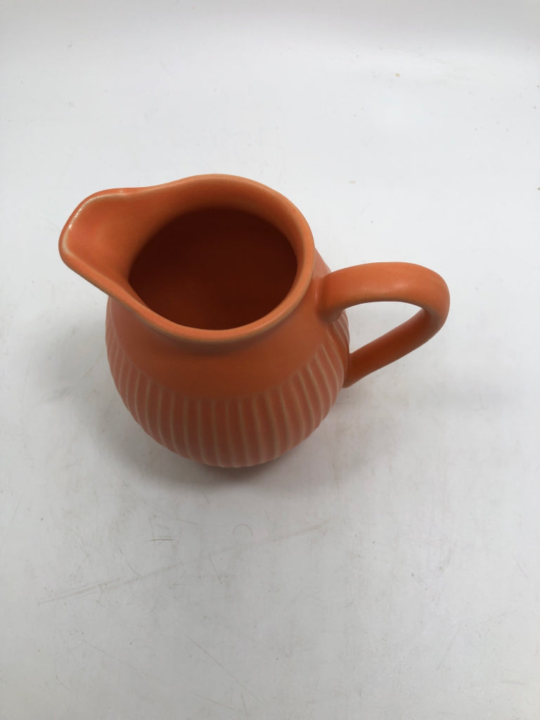 CORAL CERAMIC RIBBED MINI PITCHER.