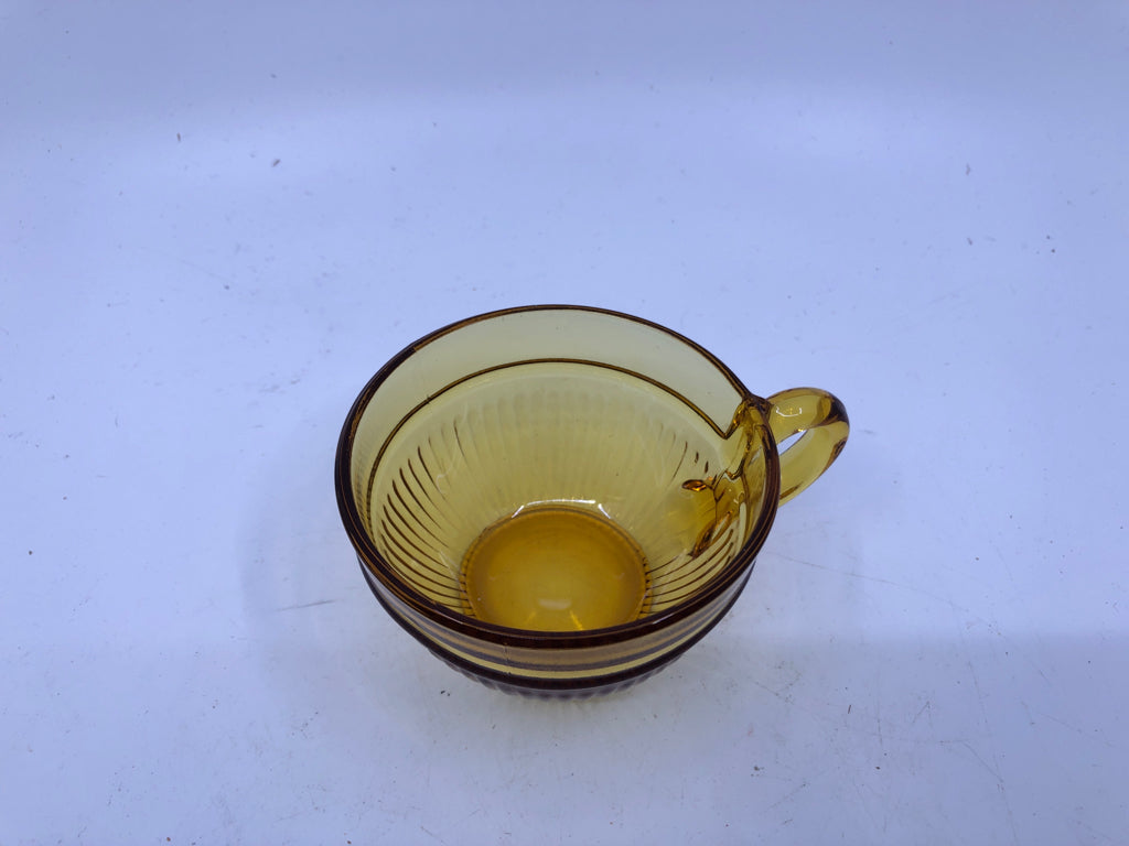 12 PC VTG AMBER GLASS TEACUP/SAUCER-SVC 6.