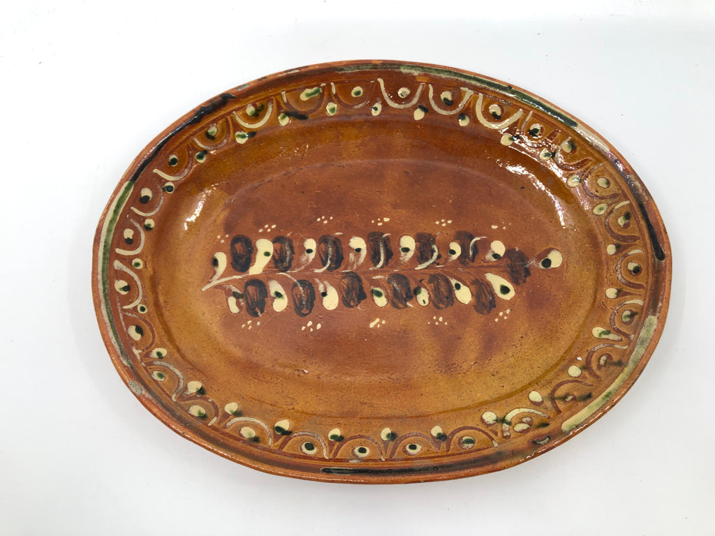 OVAL POTTERY GLAZED TRAY.