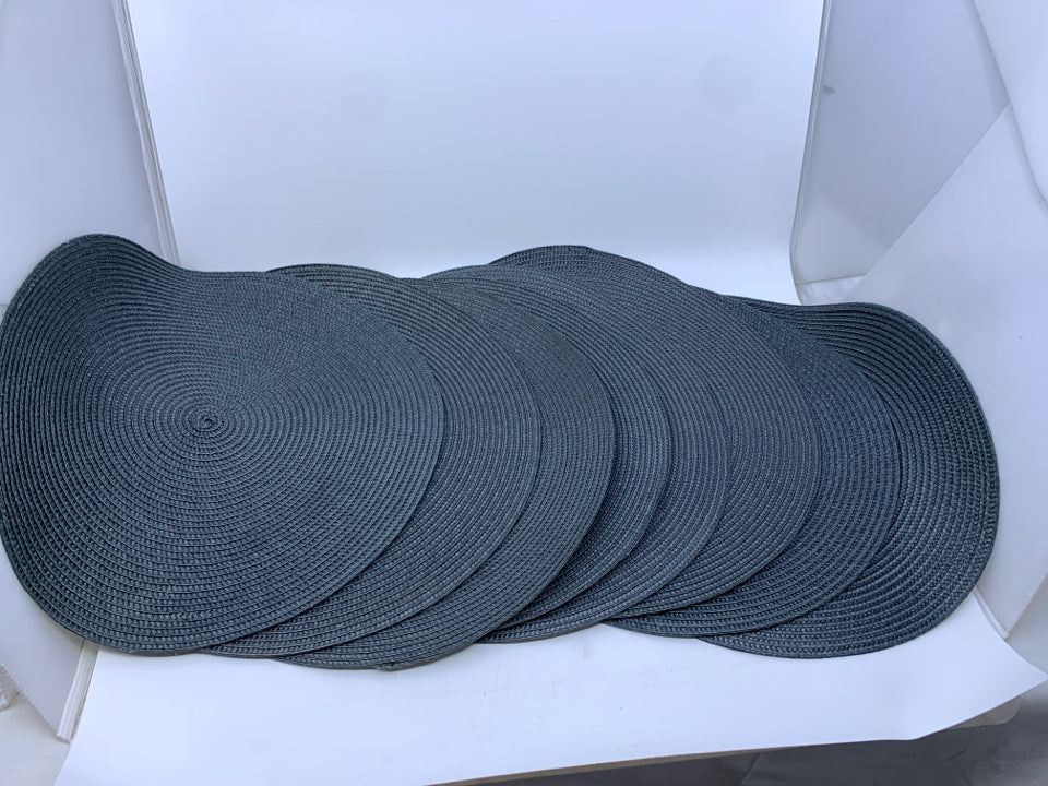 8 DARK GREY ROUND PLACEMATS.