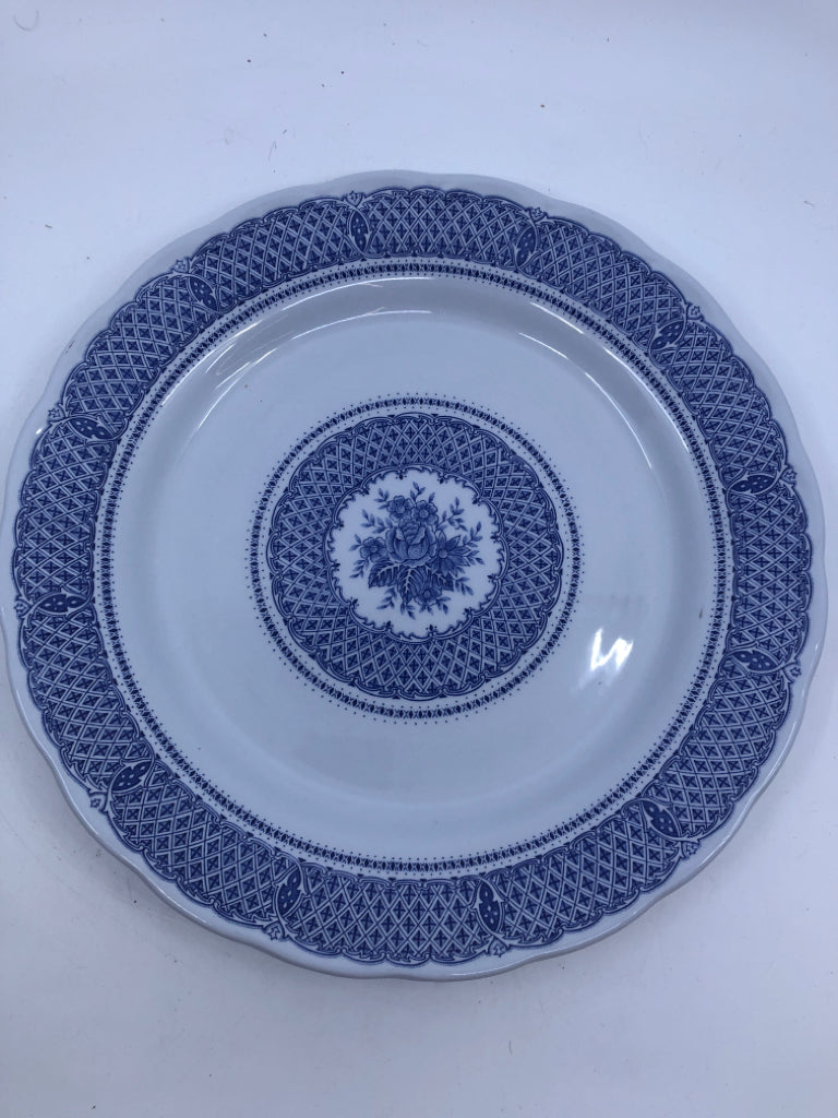 VTG WHITE W/ BLUE DESIGNS SERVING PLATTER KINGSTONE.
