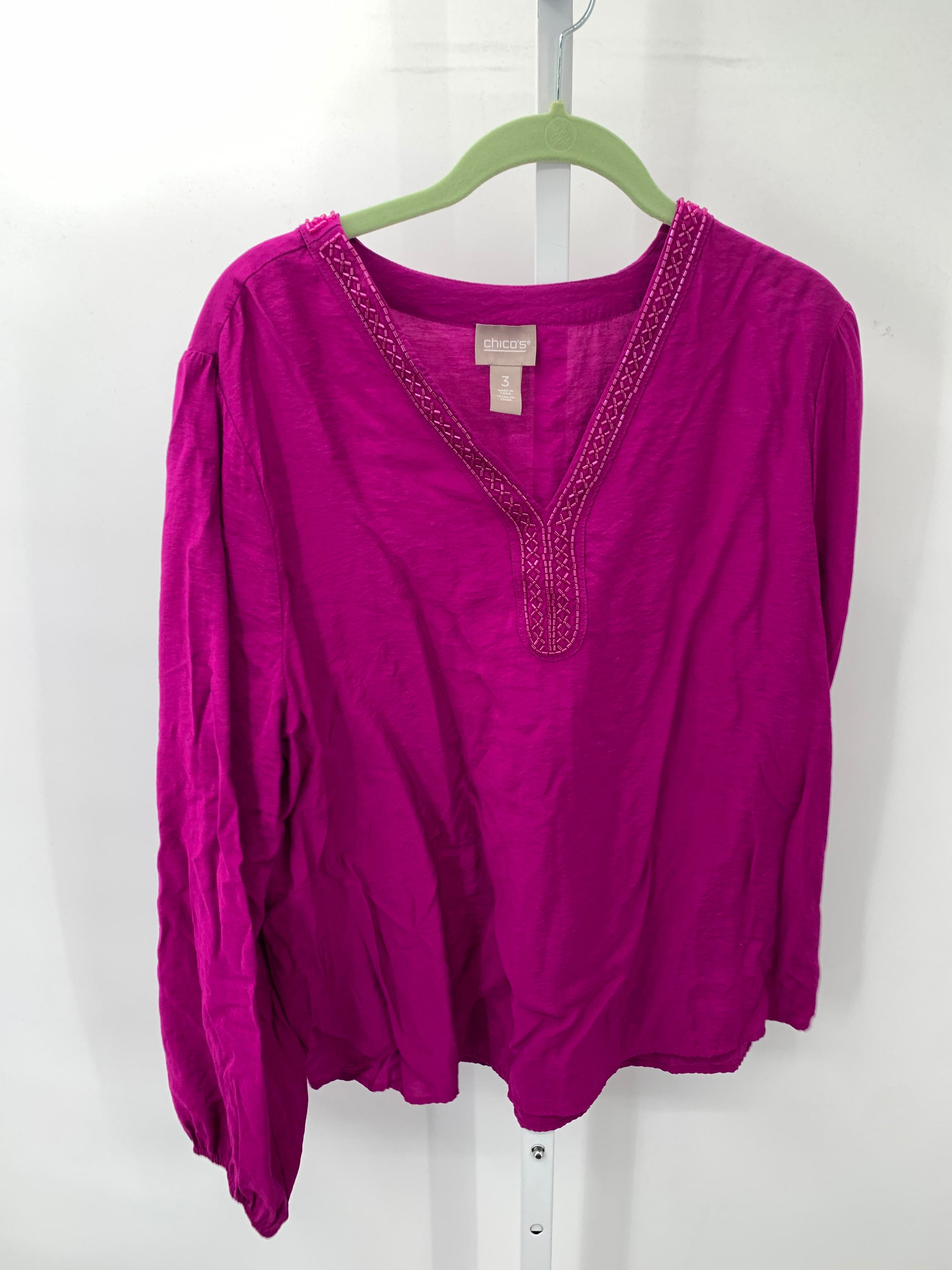 Chico's Size Large Misses Long Sleeve Shirt