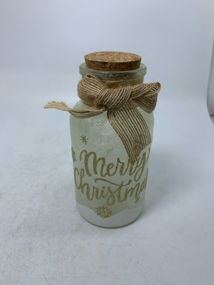 FROSTED GOLD MERRY CHRISTMAS LIGHT UP BOTTLE W/ CORK.