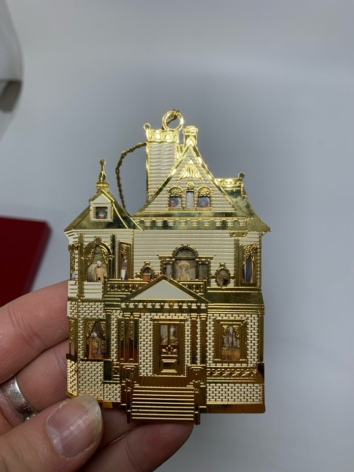 IN BOX FIRST VICTORIAN DOLLHOUSE BRASS BRASS HOUSE ORNAMENT BING & GRONDAHL.