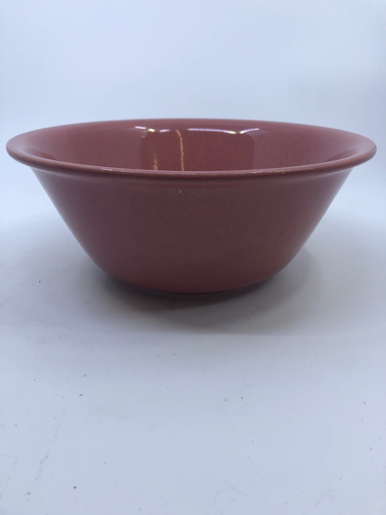 PINK POTTERY SERVING BOWL W/ FLARED EDGE.