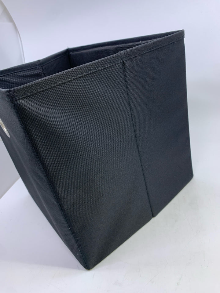 BLACK CANVAS FABRIC STORAGE BIN.