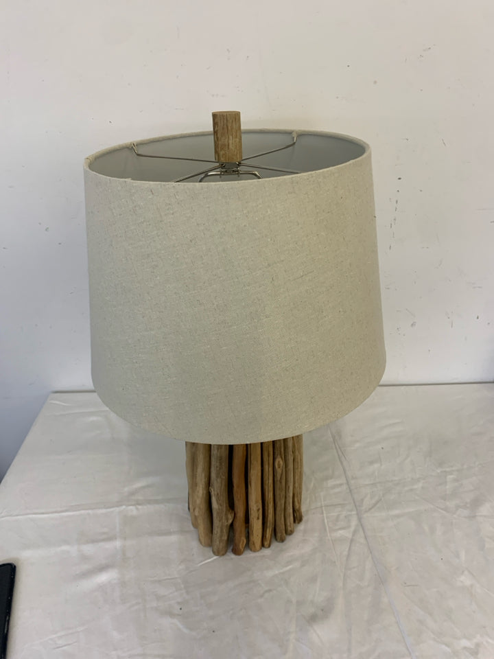 DRIFT WOOD TOMMY BAHAMA LAMP W CREAM SHADE.