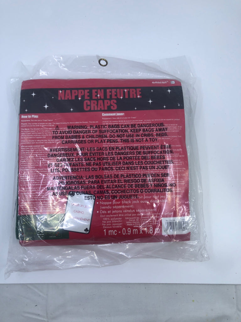 NIP CASINO CRAPS GAME TABLE COVER