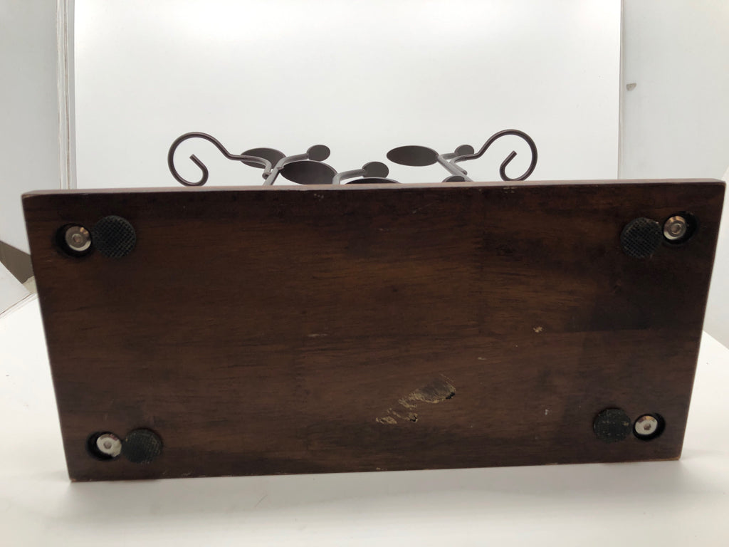 WOOD AND METAL BRANCH WINE RACK.
