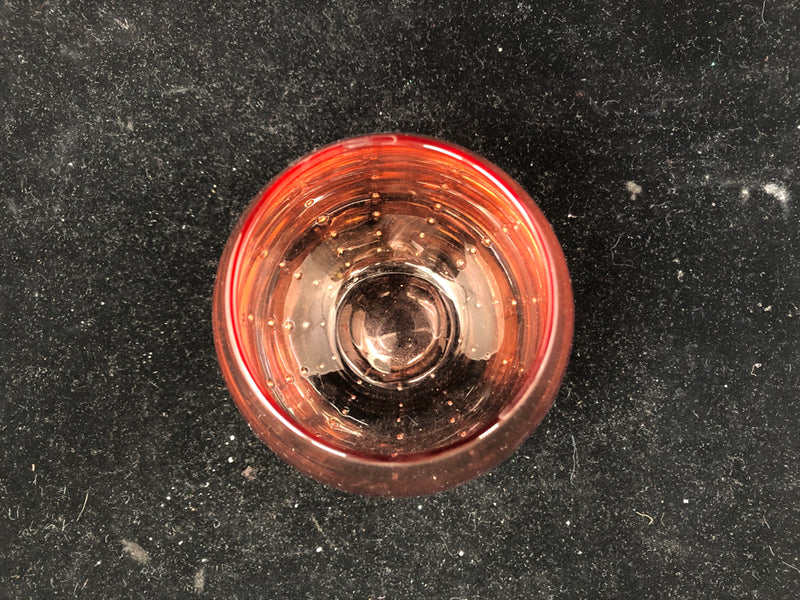 4 PINK GLASS STEMLESS WINE GLASSES.