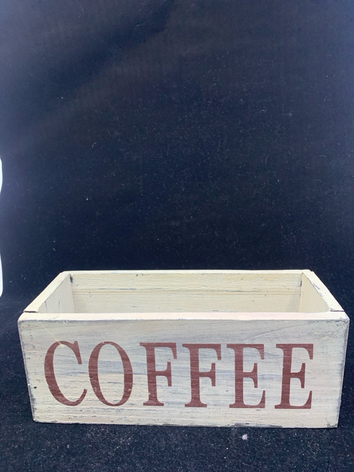 "COFFEE/TEA" WOOD RECTANGULAR STORAGE BOX.