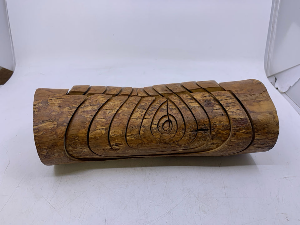 WOOD CARVED LOG WOOD PUZZLE- MADE IN ISRAEL.
