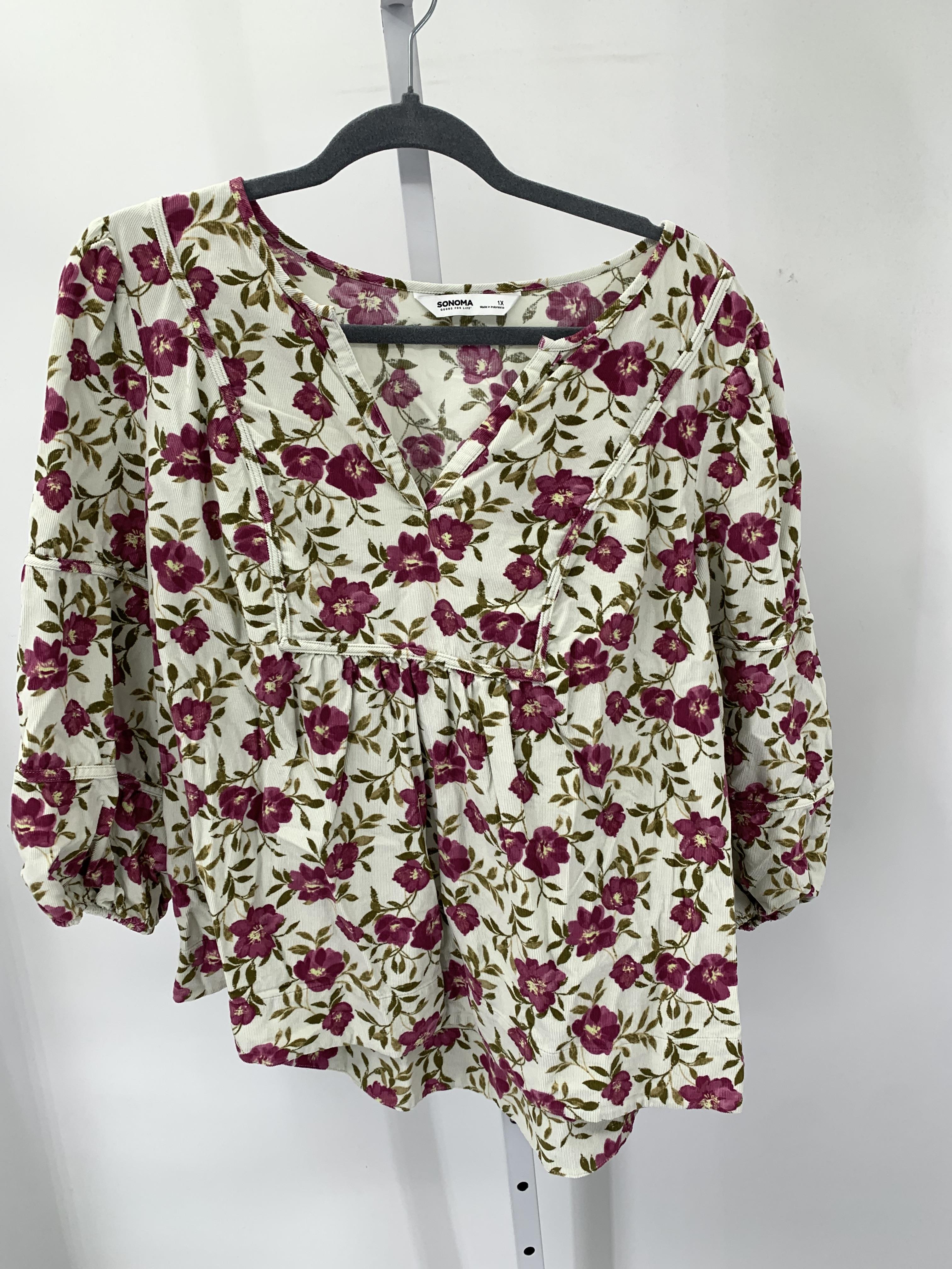 Sonoma Size 1X Womens 3/4 Sleeve Shirt