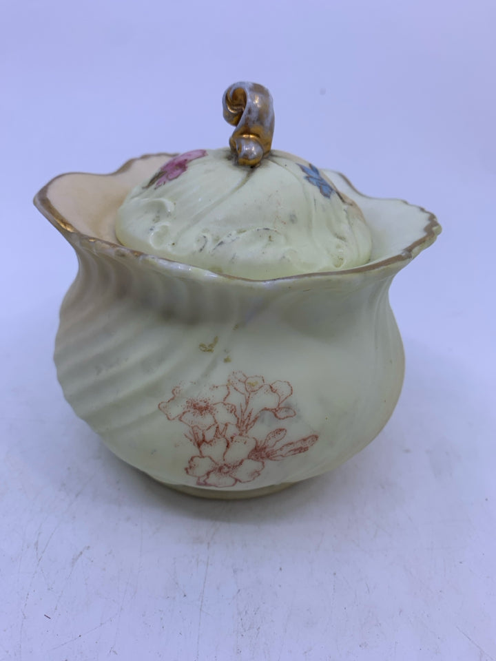 VTG FLORAL COVERED SUGAR BOWL- GERMANY.