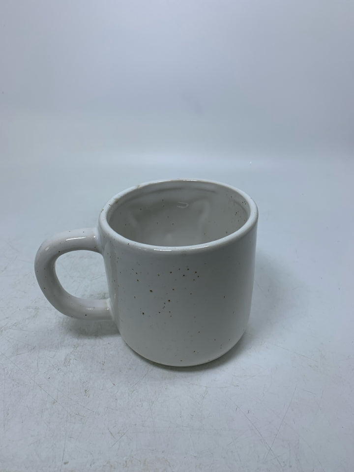 SPECKLED EMBOSSED CAT FACE SUNDAY MORNING CERAMICS MUG.