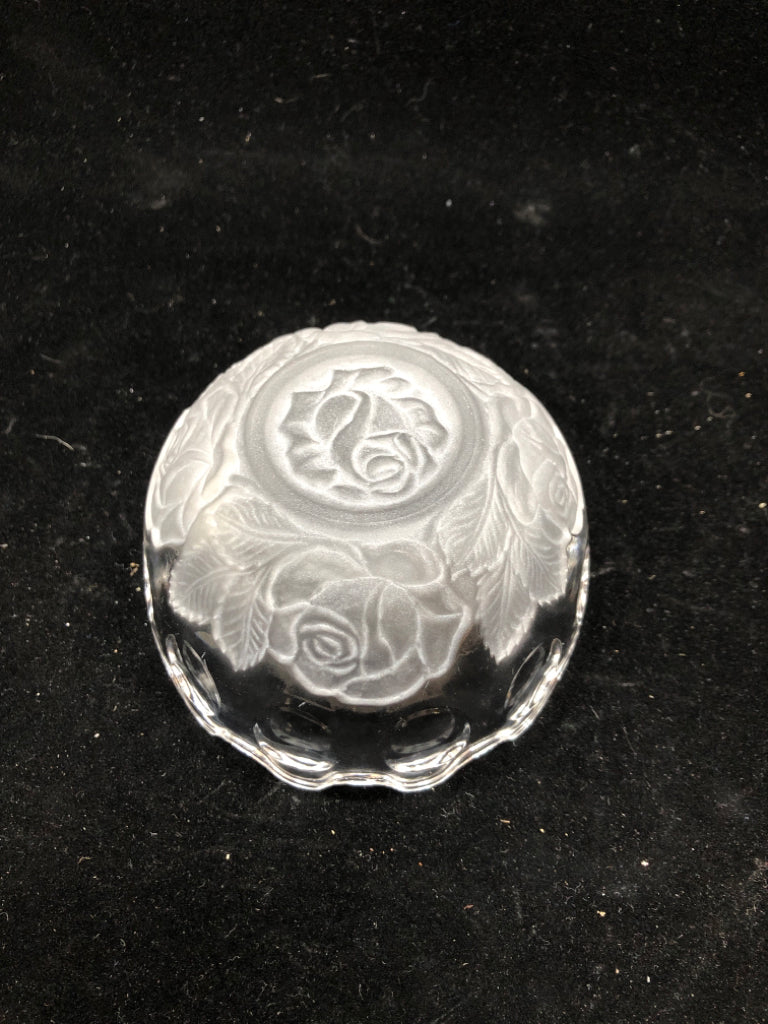 GERMAN CRYSTAL FROSTED ROSE BOWL.