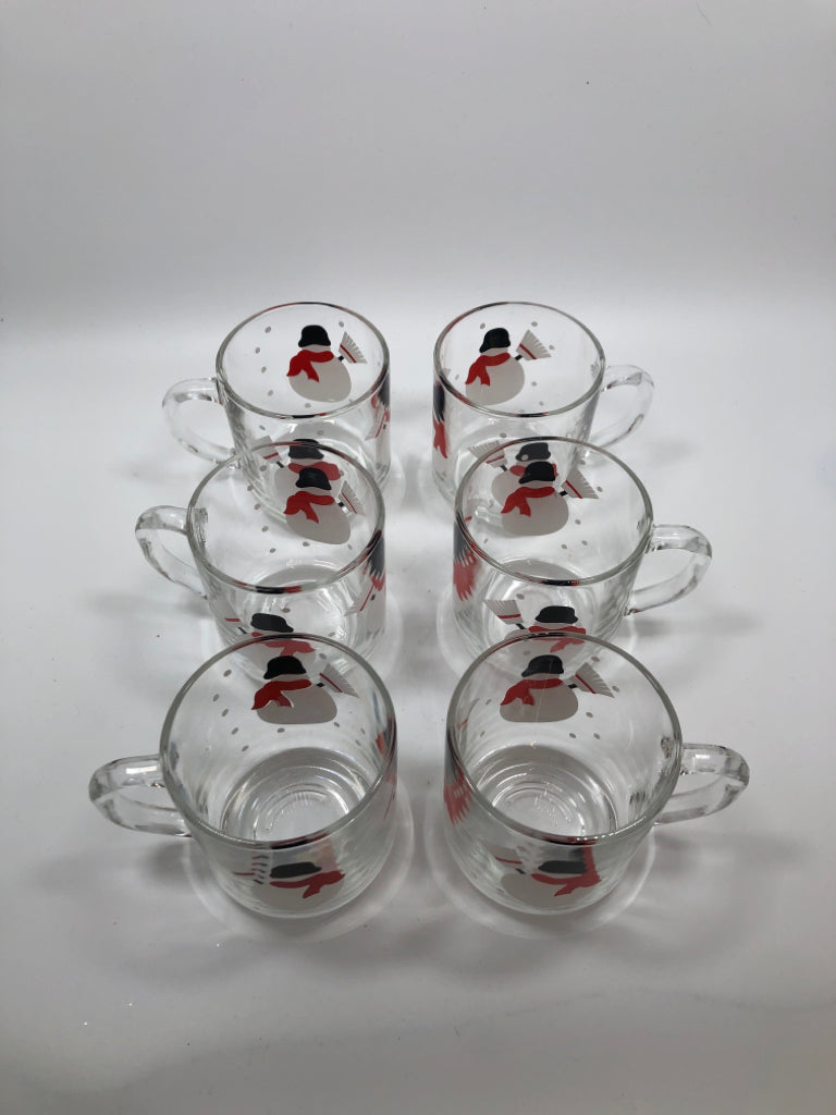 6 SNOWMAN GLASS MUGS - LUMINARC.