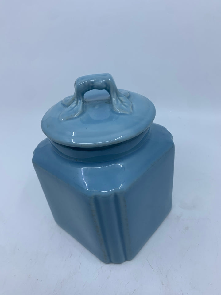 SQUARE BLUE CANISTER.