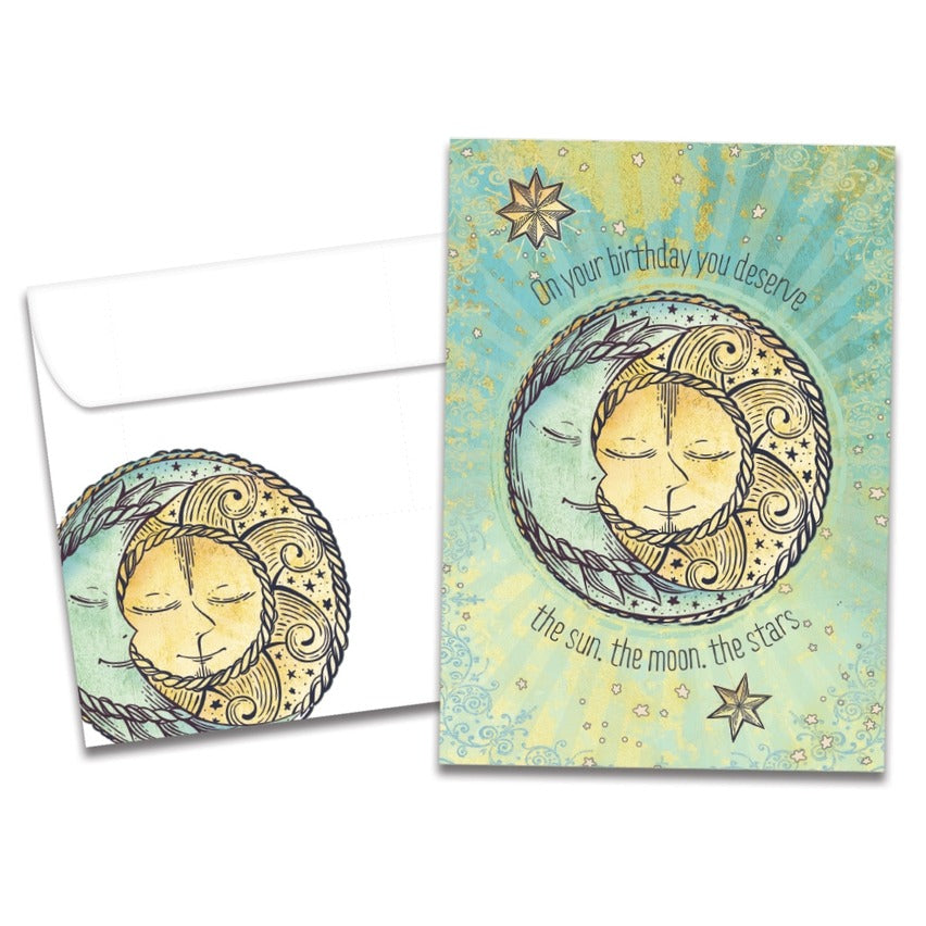 Sun Moon and Stars Birthday Card