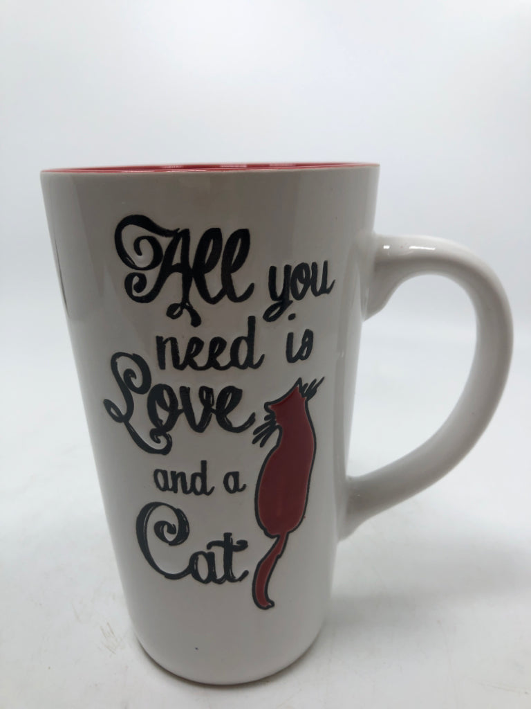ALL YOU NEED IS LOVE AND A CAT MUG.
