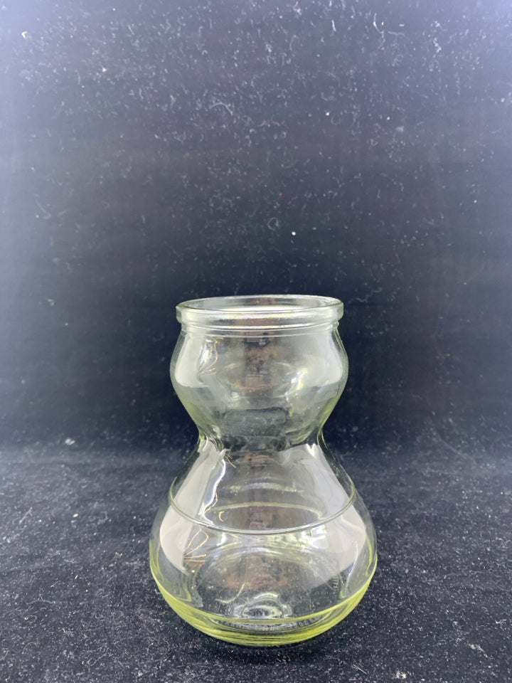 HOURGLASS SHAPED BULB FORCING GLASS VASE.