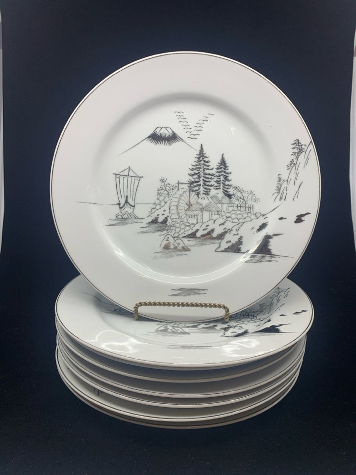 8 VTG KUTAMI MT FUJI MOUNTAIN SCAPE DINNER PLATES.