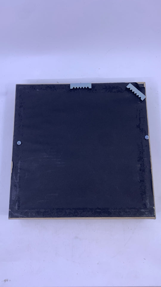 SMALL WHITE WASHED FRAME MIRROR.