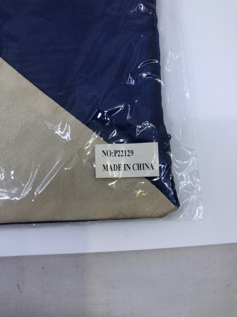NIP NAVY/GOLD PILLOW COVER, EMBROIDERED FLOWERS.