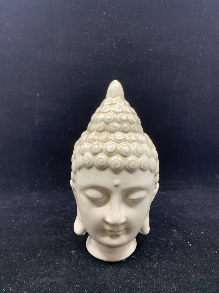 CREAM CRACKLE DESIGN CERAMIC TEXTURED BUDDHA HEAD.