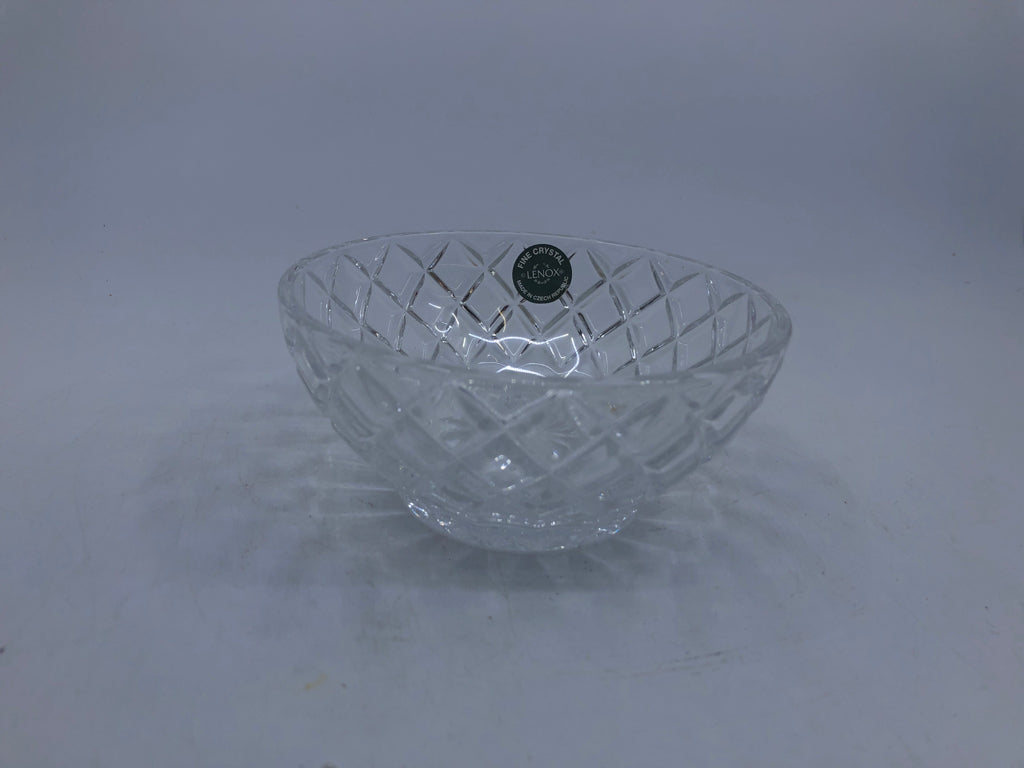 LENOX CANDY DISH W/ CRIS CROSS PATTERN.