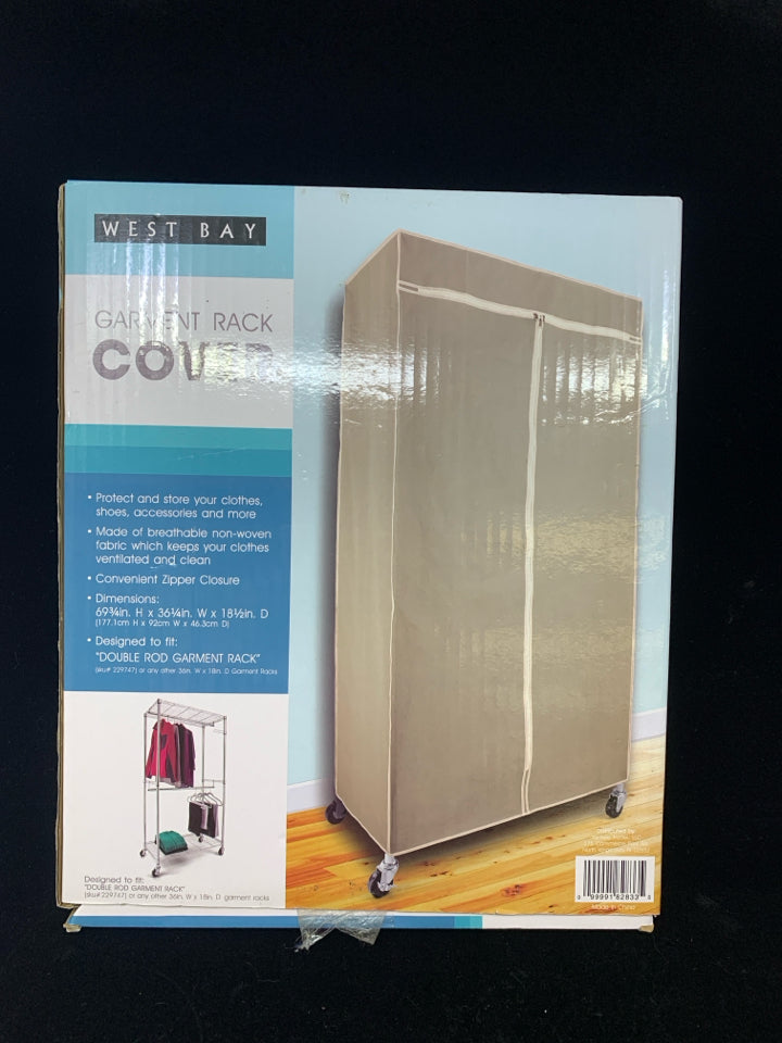 NIP GARMENT RACK COVER.