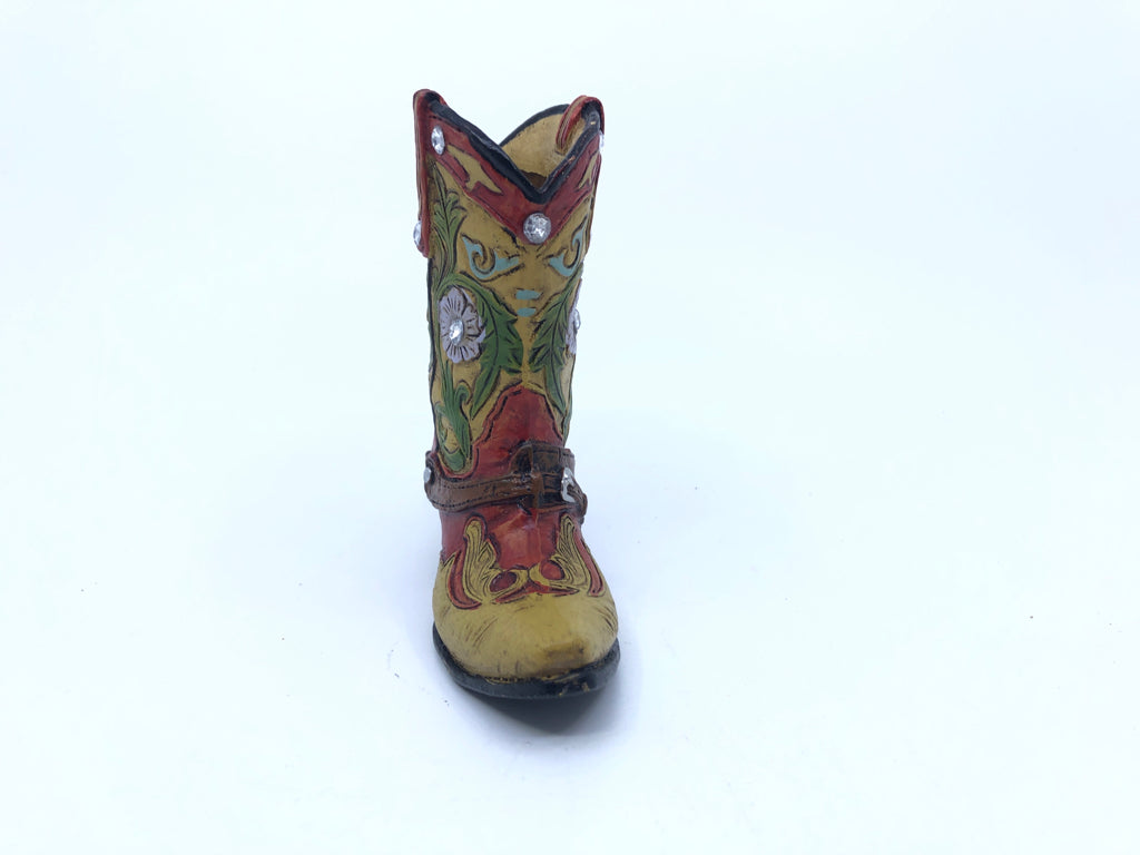 COWBOY BOOT VASE.