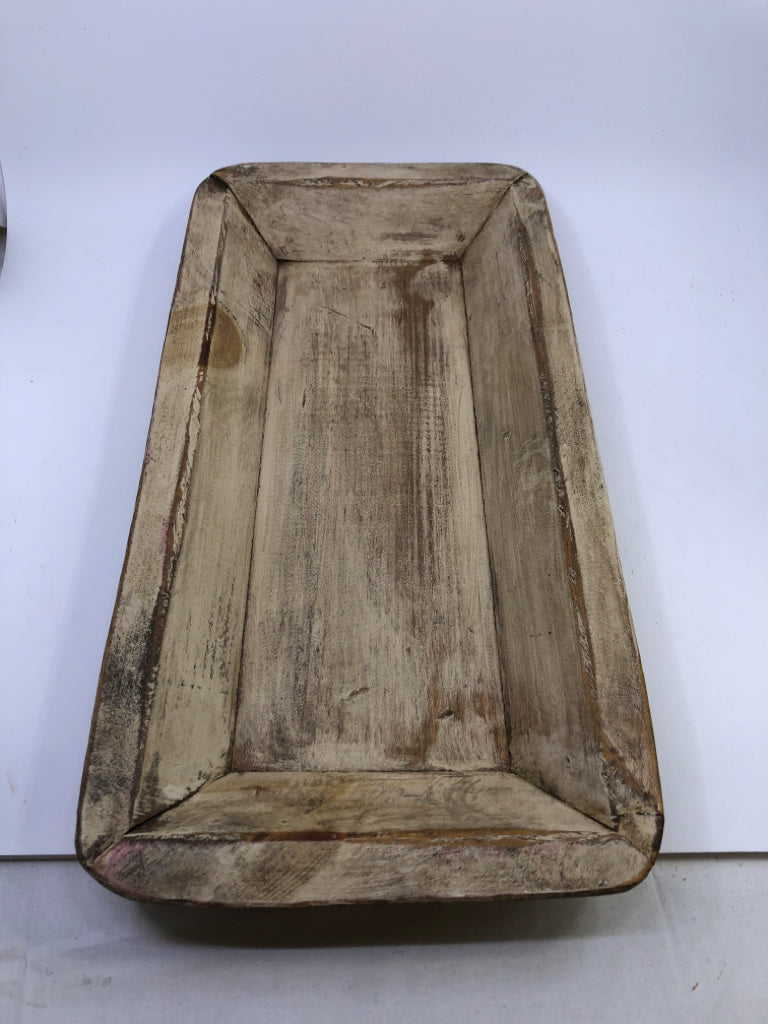 RUSTIC WOOD RECTANGLE TRAY.