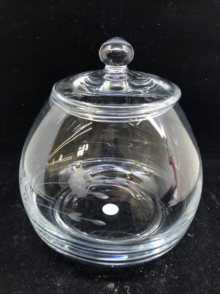 ROUND ETCHED PRINCESS HOUSE CANISTER.