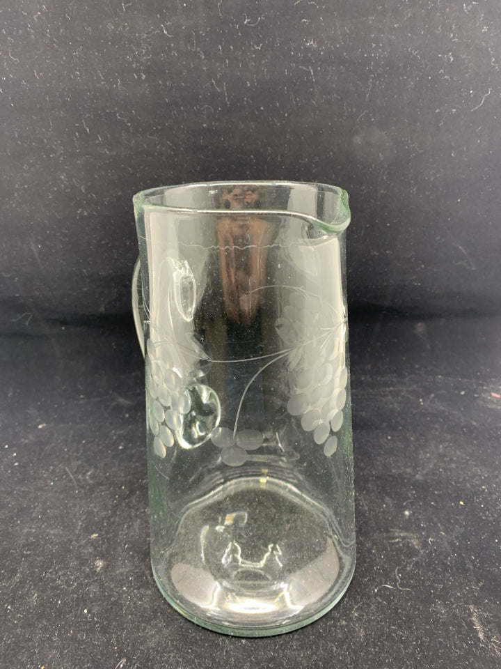 HEAVY ETCHED GRAPES PITCHER.