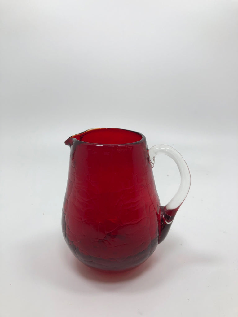 RED CRACKLE GLASS CREAMER.
