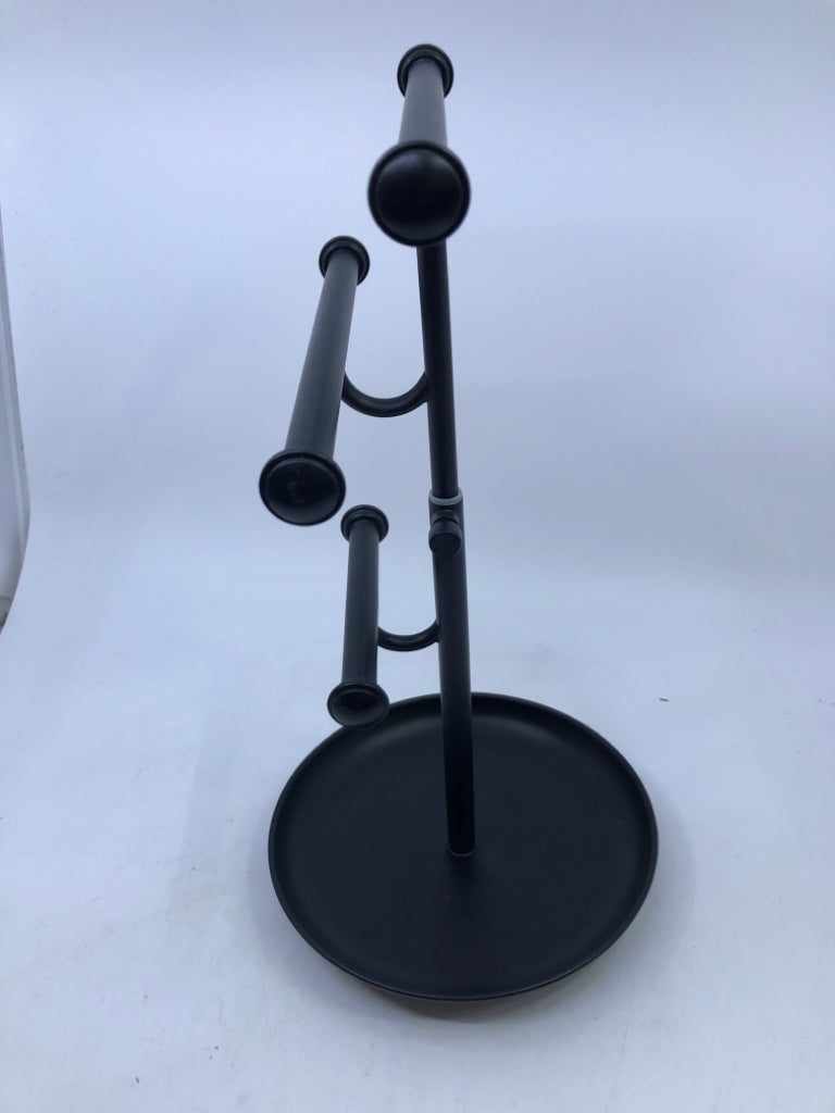 3 TIER BLACK METAL JEWELRY HOLDER RING CATCH BOTTOM.