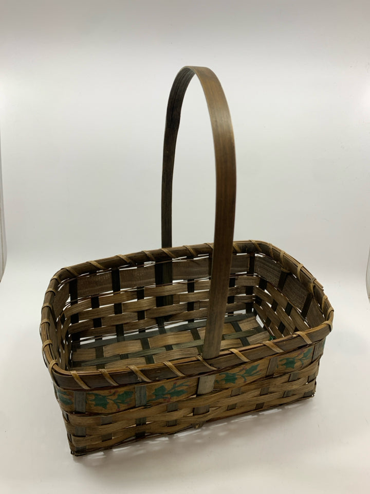 HOLLY BERRY PAINTED BASKET.